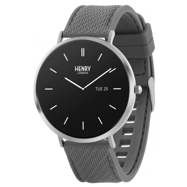 Henry London 智能手錶 HSL011 (銀色和板岩色矽膠錶帶)